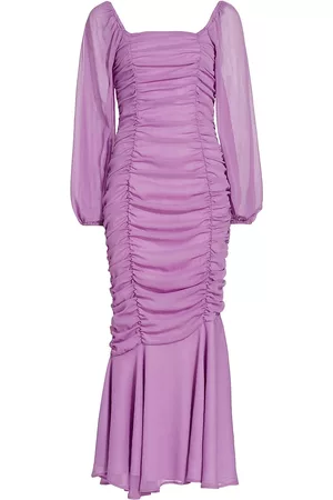 CLAUDE KAMENI Women Ruched Dresses - Women's Rare Orchid Ruched Dress - Multi Lilac - Size 6 - Multi Lilac - Size 6