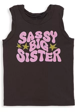 Chaser Girls Tops - Little Girl's & Girl's Bella Sassy Big Sister Muscle Tank Top - Black - Size 2 - Black - Size 2