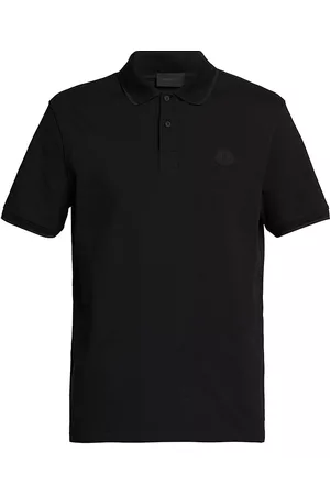 Moncler Men Polo T-Shirts - Men's Pique Polo - Black - Size Large - Black - Size Large