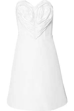 Carolina Herrera Women Strapless Dresses - Women's Strapless Heart Silk Minidress - White - Size 0 - White - Size 0