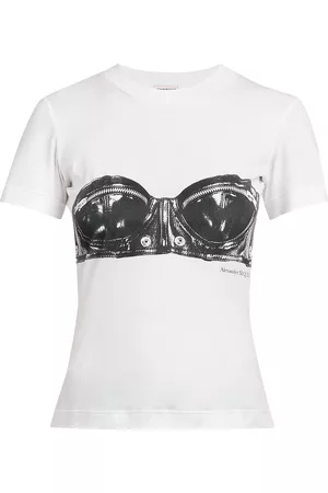 Alexander McQueen Women Bras - Women's Bustier Graphic T-Shirt - White - Size 8 - White - Size 8