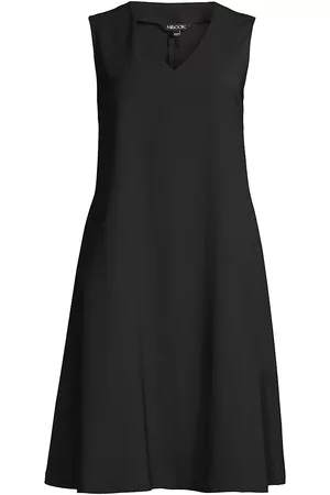 Misook Women Midi Dresses - Women's V-Neck Swing Midi-Dress - Black - Size Large - Black - Size Large