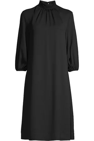 Misook Women Midi Dresses - Women's Mock Turtleneck Shift Midi-Dress - Black - Size Large - Black - Size Large