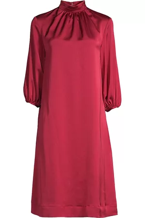 Misook Women Midi Dresses - Women's Mock Turtleneck Shift Midi-Dress - Scarlett Red - Size Large - Scarlett Red - Size Large