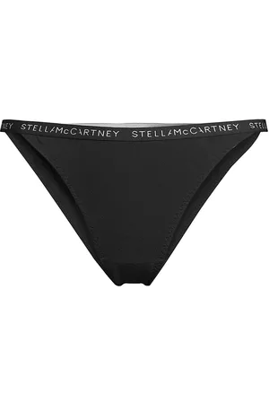 Stella McCartney Women Bandeau Bikinis - Women's Logo Band Cotton String Bikini - Black - Size Small - Black - Size Small