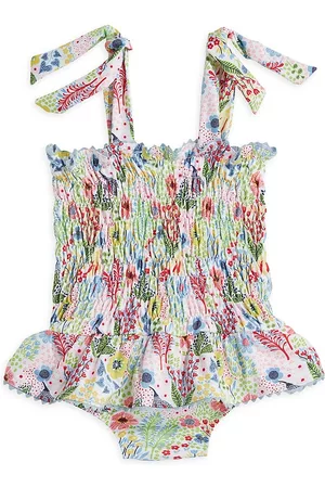 Bella Bliss Girls Swimsuits - Little Girl's & Girl's Floral Smocked Peplum One-Piece Swimsuit - Wildflower - Size 2 - Wildflower - Size 2