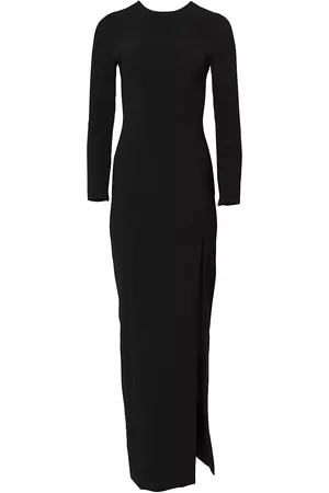 Carolina Herrera Women Evening Dresses & Gowns - Women's Crewneck Slit Column Gown - Black - Size 2 - Black - Size 2