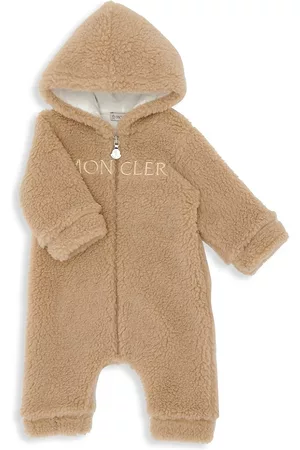 Moncler Baby Rompers - Women's Baby's Logo Fleece Hooded Romper - Brown - Size 3 Months - Brown - Size 3 Months