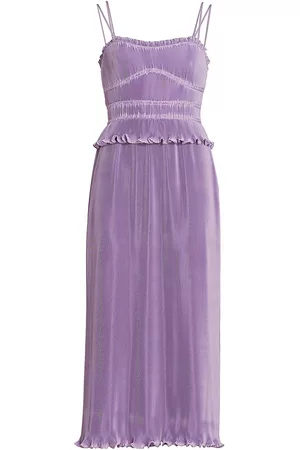 Derek Lam Women Midi Dresses - Women's Brisha Pleated Midi-Dress - Lavender - Size 0 - Lavender - Size 0