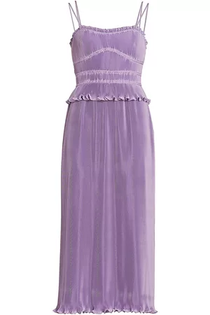 Derek Lam Women Midi Dresses - Women's Brisha Pleated Midi-Dress - Lavender - Size 0 - Lavender - Size 0