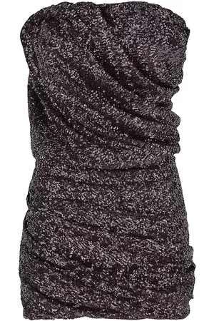 The Attico Women Strapless Dresses - Women's Strapless Sequined Draped Minidress - Aubergine - Size 00 - Aubergine - Size 00