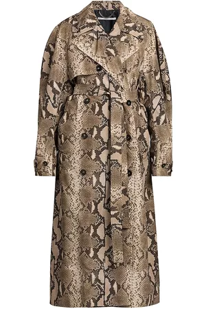 Stella McCartney Women Trench Coats - Women's Oversized Python-Print Trench Coat - Brown Multi - Size 0 - Brown Multi - Size 0