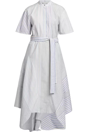 Stella McCartney Women Blouses - Women's Belted Mixed-Stripe Midi Shirtdress - Size 0 - Pinstripe - Size 0