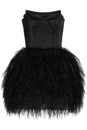Michael Costello Collection Women Strapless Dresses - Women's Xixi Strapless Feather Minidress - Black - Size 2 - Black - Size 2