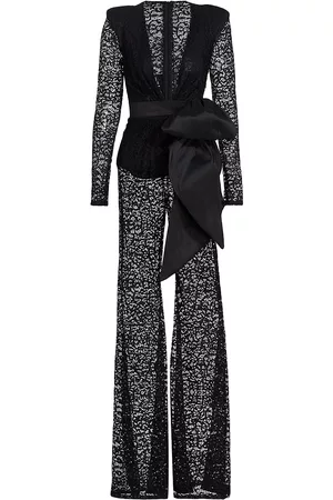 Michael Costello Collection Women Jumpsuits - Women's Biagia Sheer Lace Jumpsuit - Black - Size 2 - Black - Size 2