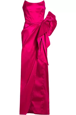 Michael Costello Collection Women Strapless Dresses - Women's Collette Strapless Bow Column Gown - Fuchsia - Size 2 - Fuchsia - Size 2