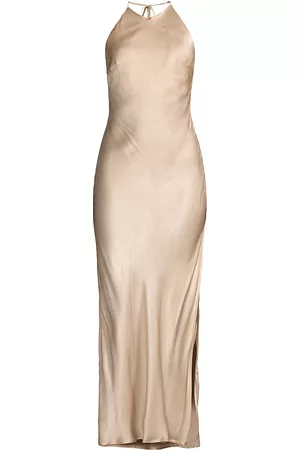 Bardot Women Halter Dresses - Women's Boston Halter Midi Slipdress - Champagne - Size 2 - Champagne - Size 2