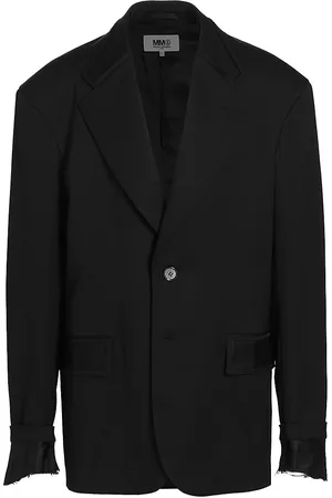 Maison Margiela Men Sports Jackets - Men's Single-Breasted Virgin Wool-Blend Sport Jacket - Black - Size Large - Black - Size Large