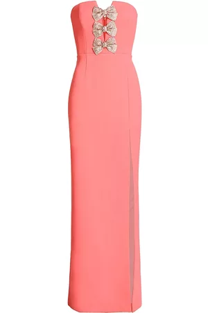 Rebecca Vallance Women Strapless Dresses - Women's Brittany Strapless Bow Gown - Coral - Size 0 - Coral - Size 0