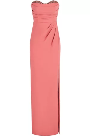 THEIA Women Strapless Dresses - Women's Anastasia Embellished Strapless Gown - Sunset Coral - Size 0 - Sunset Coral - Size 0