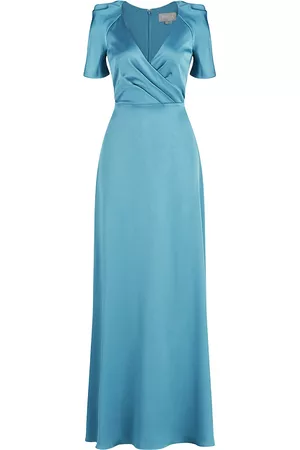 THEIA Women Evening Dresses & Gowns - Women's Marina Satin Gown - Sea Glass - Size 0 - Sea Glass - Size 0
