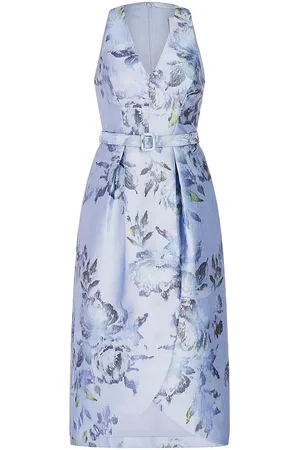 Kay Unger Women Printed & Patterned Dresses - Women's Luz Belted Floral Midi-Dress - Blue Dawn Multi - Size 2 - Blue Dawn Multi - Size 2