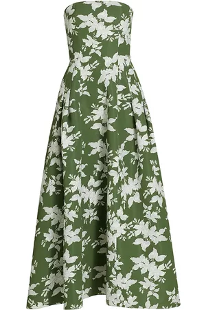 Sachin & Babi Women Printed & Patterned Dresses - Women's Margaux Strapless Floral Gown - Green Narcissus - Size 2 - Green Narcissus - Size 2