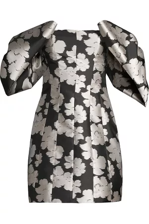 Toccin Women Puff Sleeve & Puff Shoulder Dresses - Women's Luna Puff-Sleeve Bow Minidress - Jet Optic Multi - Size 0 - Jet Optic Multi - Size 0