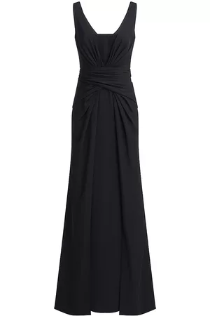 Halston Heritage Women Evening Dresses & Gowns - Women's Erica Crepe Draped Gown - Black - Size 0 - Black - Size 0