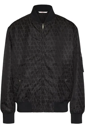 Viscose Bomber Jacket With Toile Iconographe Print for Man in Beige/black