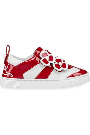 Christian Louboutin Kid's Funnyto Red-Sole Low-top Sneakers, Toddler/Kids Bianco/Navy