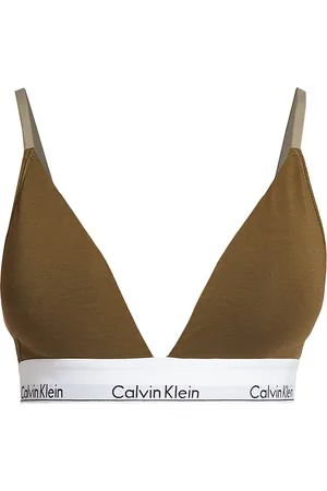 Calvin Klein Modern Cotton Lightly Lined Triangle Bra Dark Olive XS  (Women's 2)