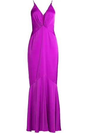 Liv Foster Satin Halter Ruched Gown