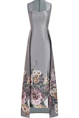 Shop Kay Unger Beatrix Floral Organza Midi-Dress
