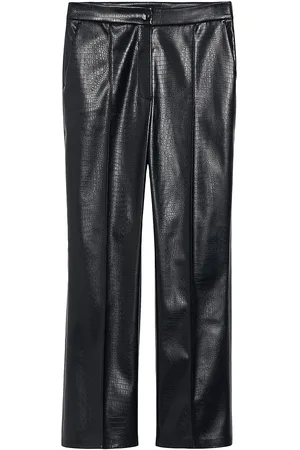 Brown Bonnie crocodile-embossed faux-leather trousers