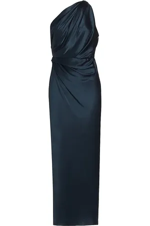 The Sei Asymmetrical Draped Dress in Magenta