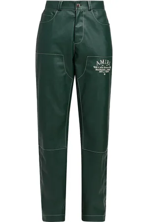 Panelled Full-Grain Leather Trousers