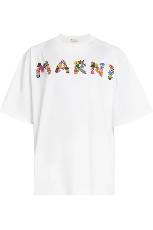 Marni floral-appliqué cotton shirt - White