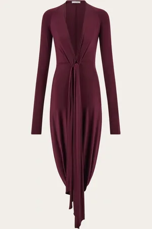 Salvatore Ferragamo Women Deep V-neck dress with knot detail
