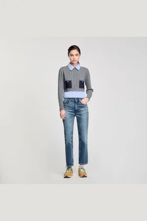 Sandro Cropped wool and cashmere sweater