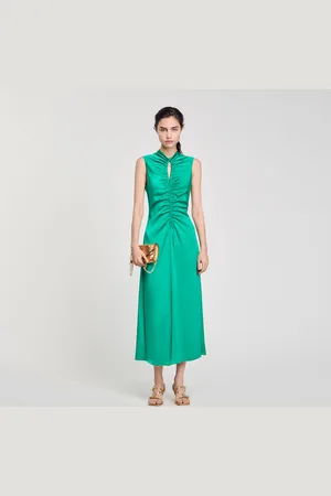 Sandro Draped satin-effect dress