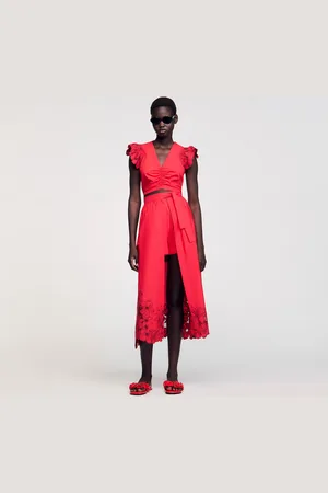 Sandro Crop top with embroidered sleeves