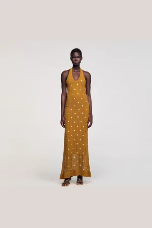 Sandro Long knit dress with fringes
