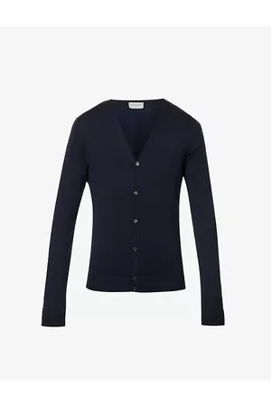 JOHN SMEDLEY Mens Petworth V-Neck Merino Wool Cardigan L