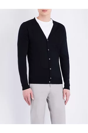 JOHN SMEDLEY Mens Petworth V-Neck Merino Wool Cardigan L