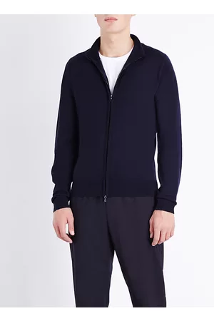 JOHN SMEDLEY Mens Zipped Merino Wool Cardigan L