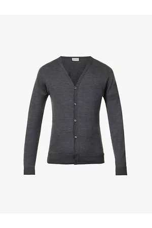 JOHN SMEDLEY Mens Petworth V-Neck Merino Wool Cardigan L
