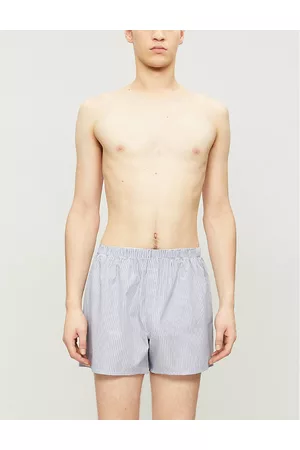 Sunspel Mens Pinstripe Relaxed-Fit Cotton Boxer Shorts S