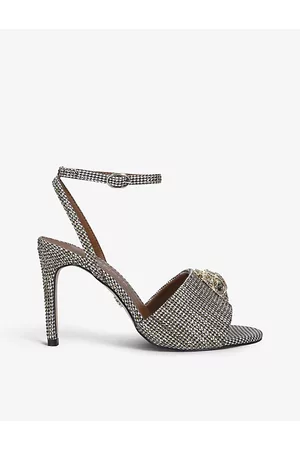 Kurt Geiger Womens Kensington Hounds Tooth Check Embellished Heeled Sandals Eur 37 / 4 Uk Women
