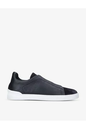 Ermenegildo Zegna Mens Tripe Stitch Leather and Suede Trainers Eur 40 / 6 Uk Men